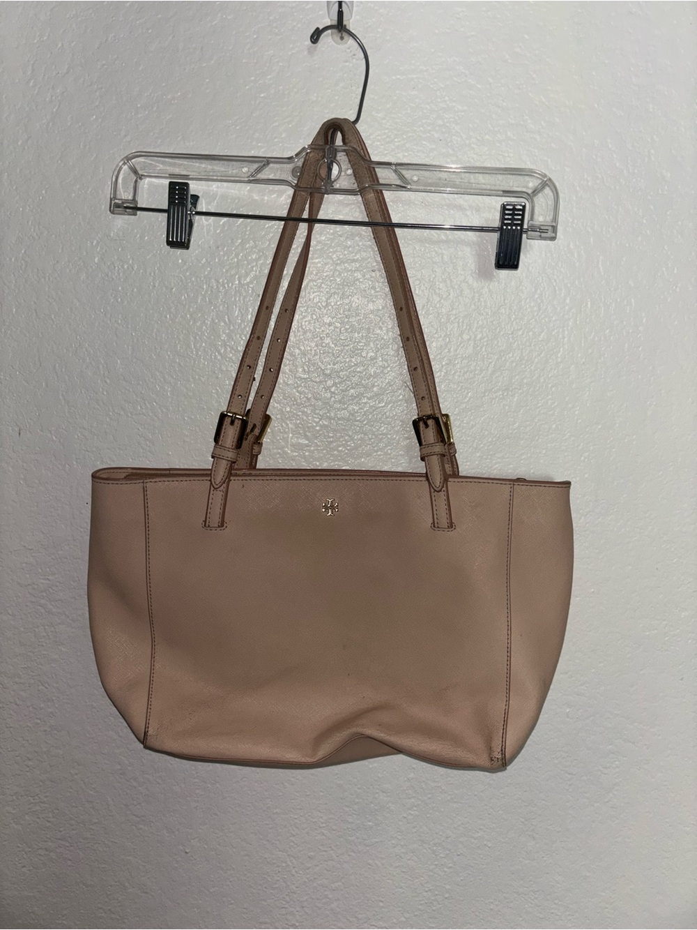 Tory Burch Women's Pink Beige Leather Tote Bag